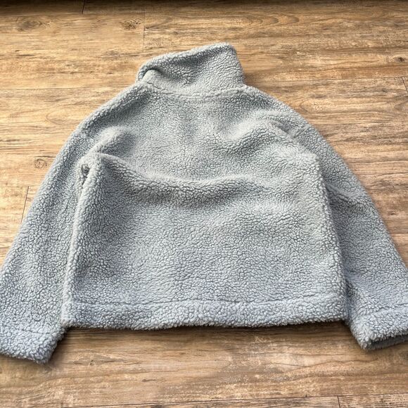 Sherpa Aviator Jacket Light Blue Pastel Cute Pockets Warm Cozy from Korea Medium - Picture 2 of 10